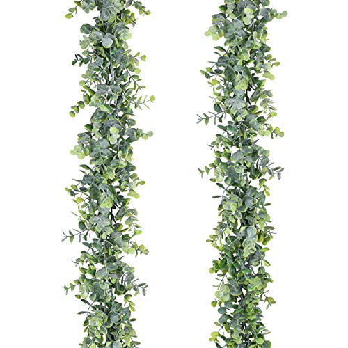 Famibay 2 Pack Artificial Eucalyptus Garland 12Ft//Total Faux Eucalyptus Greenery Garland for Wedding Backdrop Arch Wall Decor Table Party Home Decoration